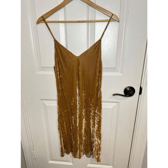 Reformation Gold Velvet Silk Sleeveless Larson Slip Dress Sz L Whimsygoth Formal - Picture 2 of 8